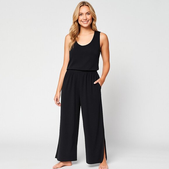 Bumblebella Jill Martin Dreamy Jersey Wide-Leg Jumpsuit-Black-XL Tall -A630333 - Picture 1 of 2